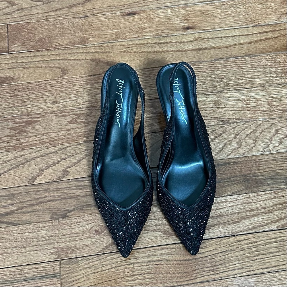 Betsey Johnson Black Heels with Intricate Detailing